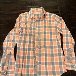Express Men's Casual Plaid Shirt in Orange and Blue